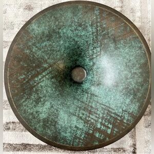 Art deco antique 1920s bowl Decorative jade green artistic art 4 circle feet